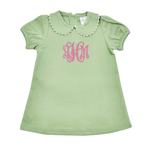 Green Scalloped Collar Dress