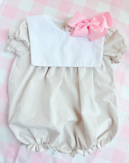 Girls Tan Gingham Bubble