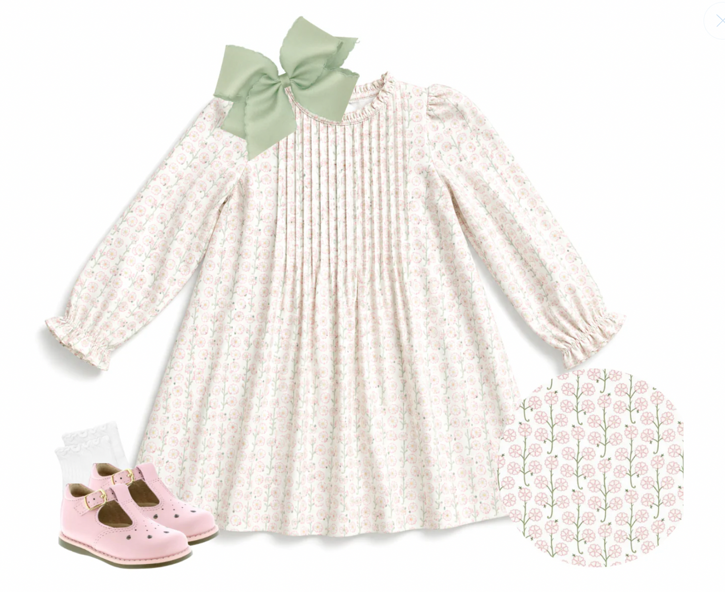Pink and Sage Flower Dress