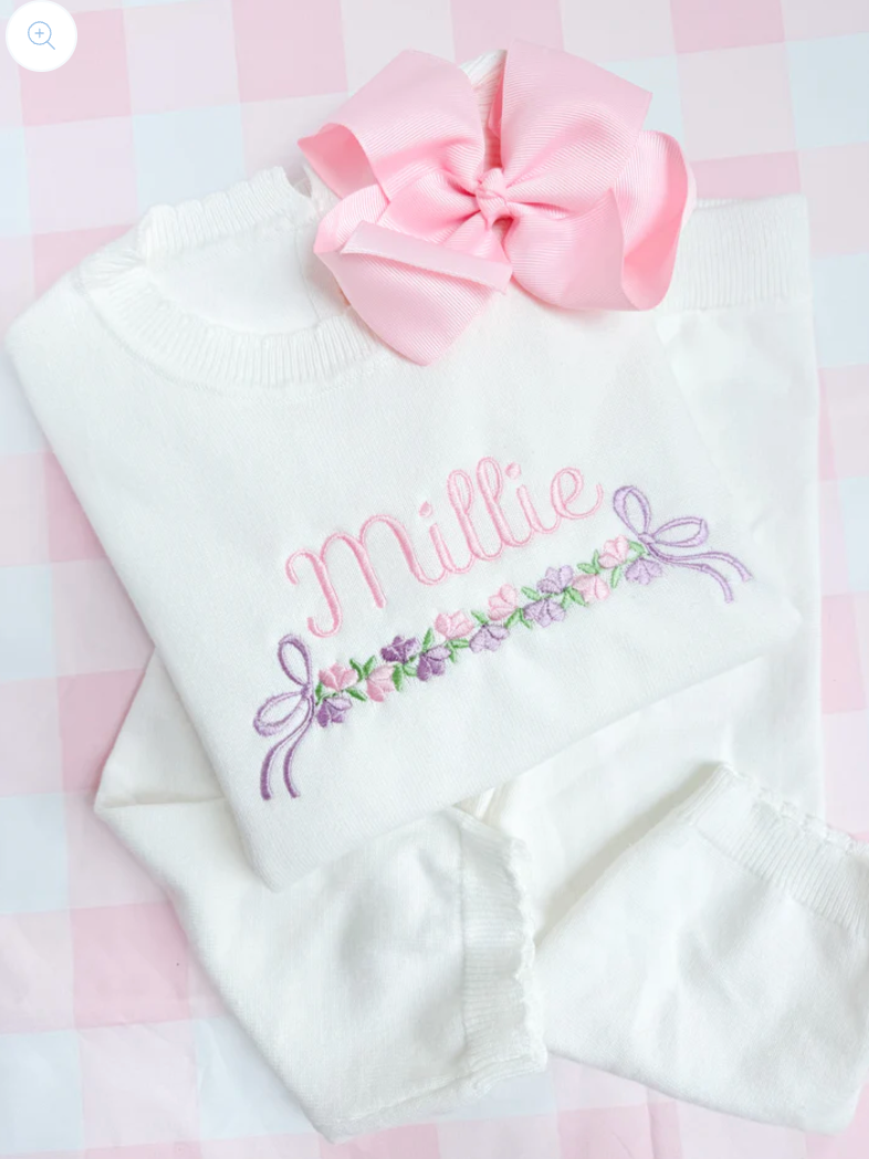 White Scallop Sweater Set