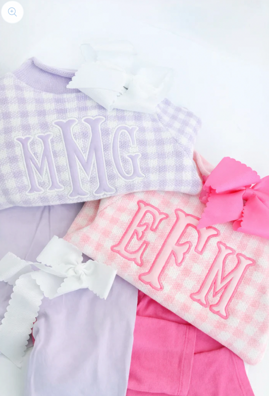 Lavender Gingham Sweater