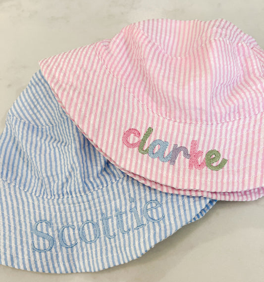 Kids Seersucker Sun Hats