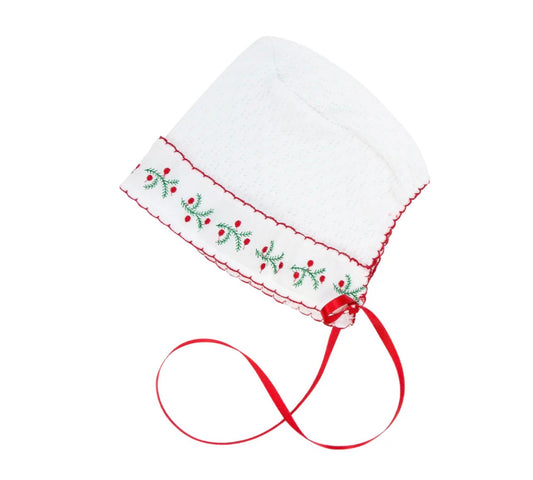 Paty Knit Bonnet with Swiss Pine Embroidery
