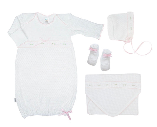 Paty Knit Newborn Gown Gift Set, Swiss Floral Collection