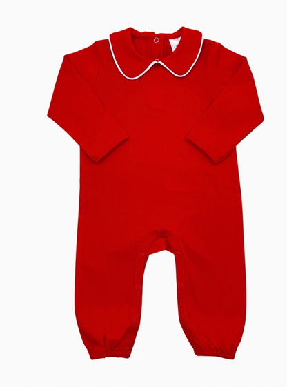 Long Sleeve Collared Boys Romper - Christmas