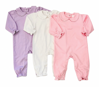 Long Sleeve Collared Girls Romper - Christmas