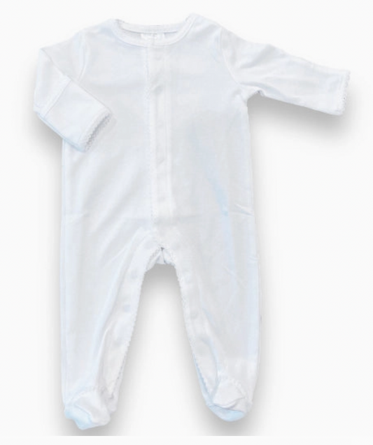 White with White Picot Trim Footie