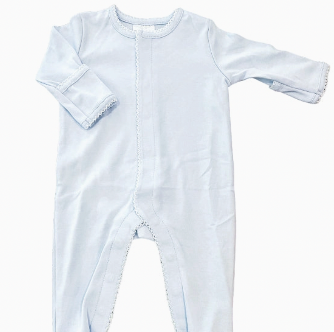 Blue with White Picot Trim Footie