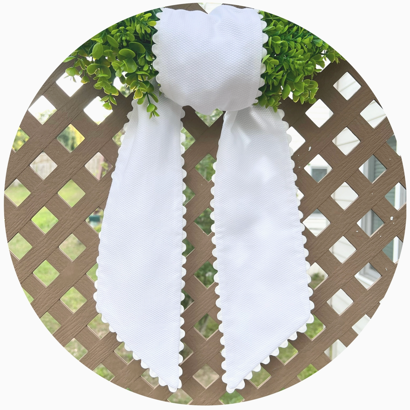 White Cotton Pique Sash with Trim