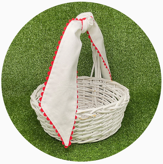 White Cotton Pique Sash with Trim
