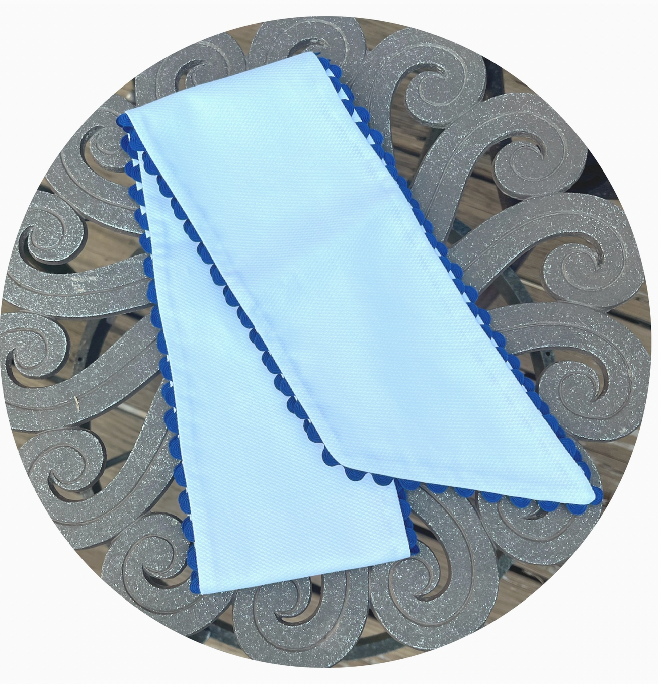 White Cotton Pique Sash with Trim