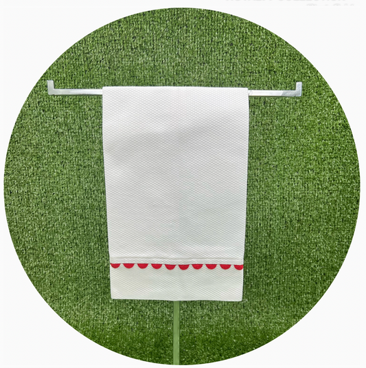 White Cotton Pique Guest Towel with Trim
