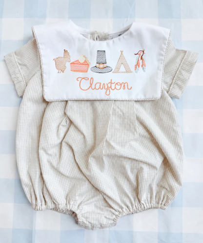 Boys Tan Gingham Bubble