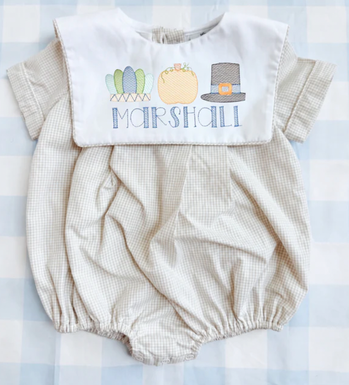 Boys Tan Gingham Bubble