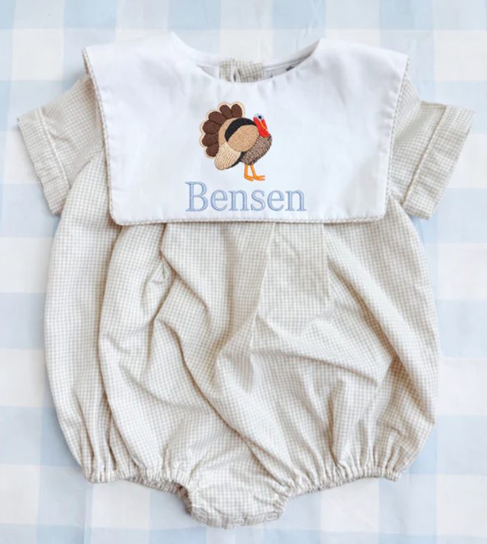 Boys Tan Gingham Bubble