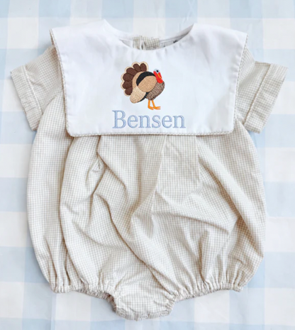 Boys Tan Gingham Bubble