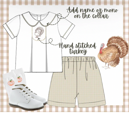 Boys Gingham Turkey Short Set