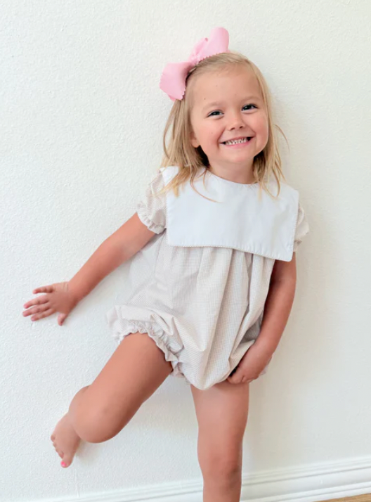 Girls Tan Gingham Bubble