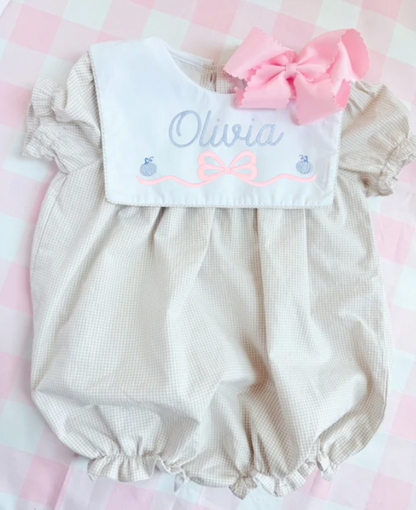 Girls Tan Gingham Bubble