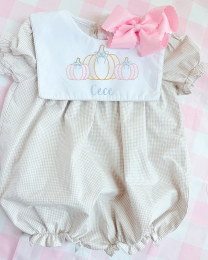 Girls Tan Gingham Bubble