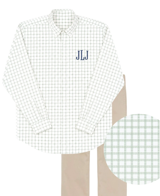 Boys Long Sleeve Sage Window Pane Shirt