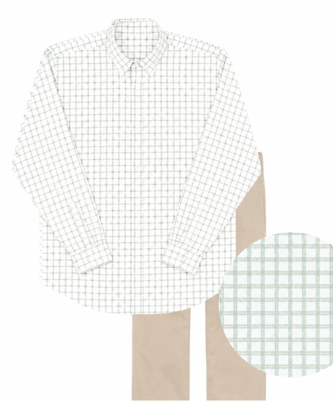 Boys Long Sleeve Sage Window Pane Shirt