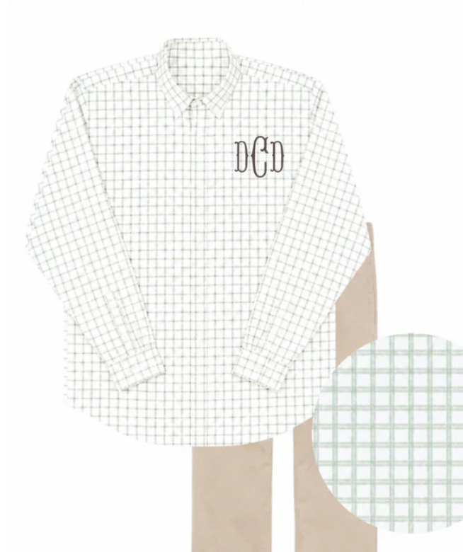 Boys Long Sleeve Sage Window Pane Shirt