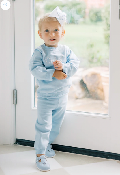 Blue Scallop Organic Cotton Knit Set