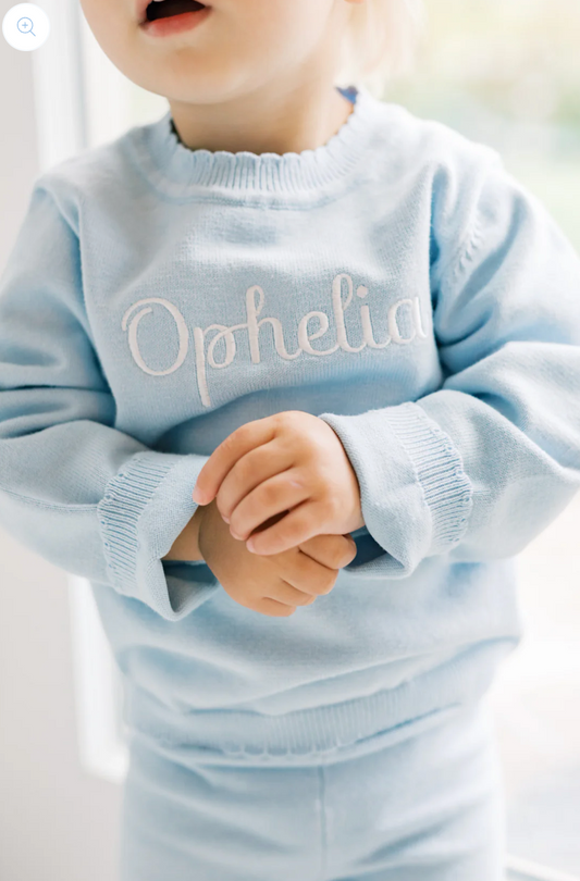 Blue Scallop Organic Cotton Knit Set