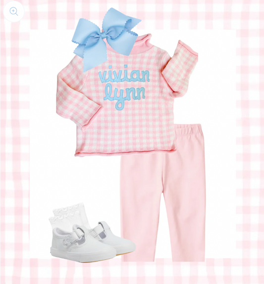 Pink Gingham Sweater