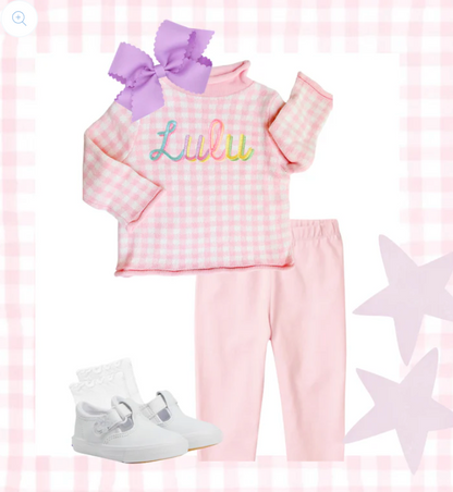 Pink Gingham Sweater