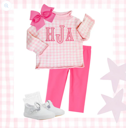 Pink Gingham Sweater
