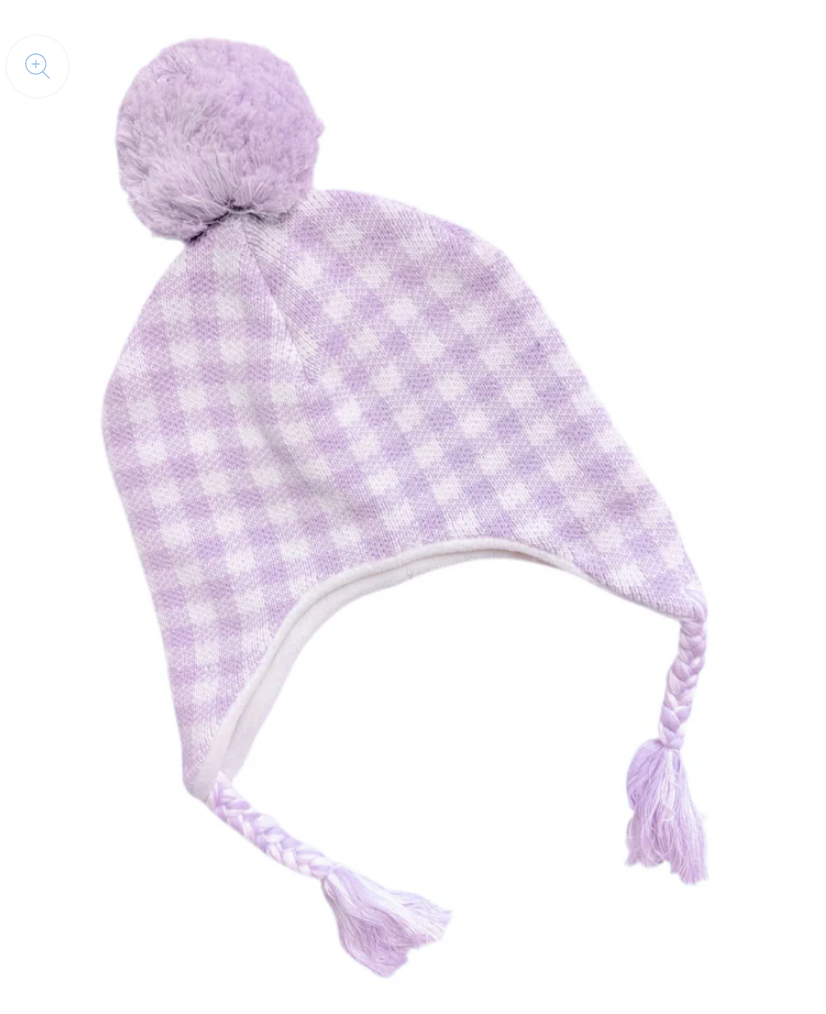 Purple Gingham Winter Hat
