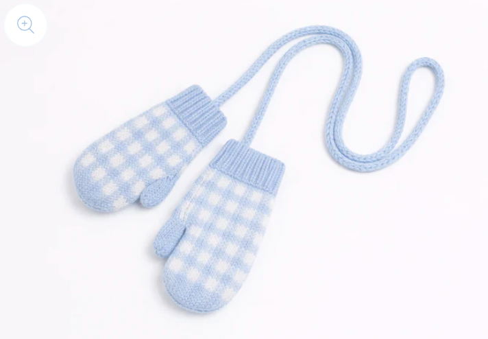 Blue Gingham Mittens
