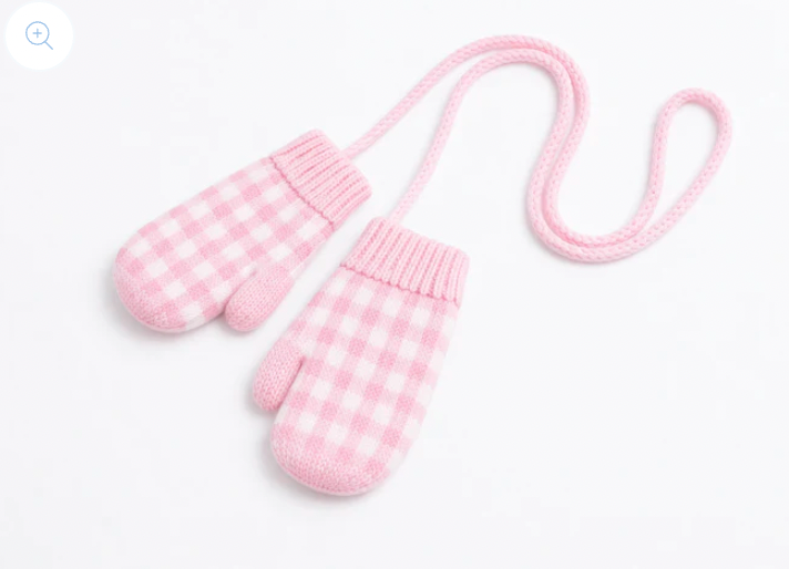Pink Gingham Mittens