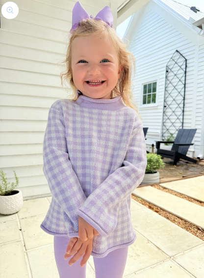 Lavender Gingham Sweater