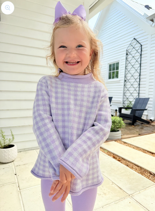 Lavender Gingham Sweater