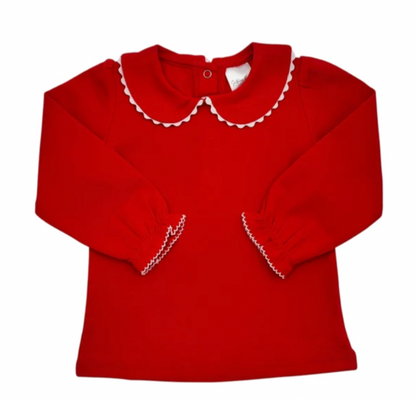 Girl's Scalloped Collared Shirt - Christmas