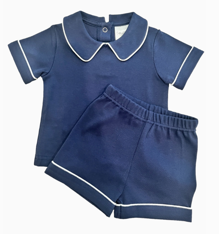 Piping Collar Set - Navy